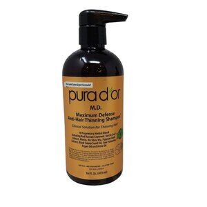 PURA D'OR Dor MD Maximum Defense Anti-Hair Thinning Shampoo 16 oz No Gluten
